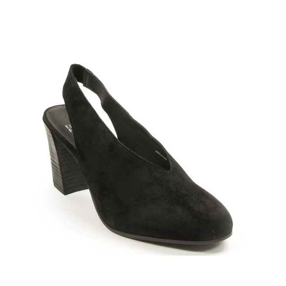 EILEEN FISHER Laurel Black Suede Slingback Heels - Picture 1 of 7